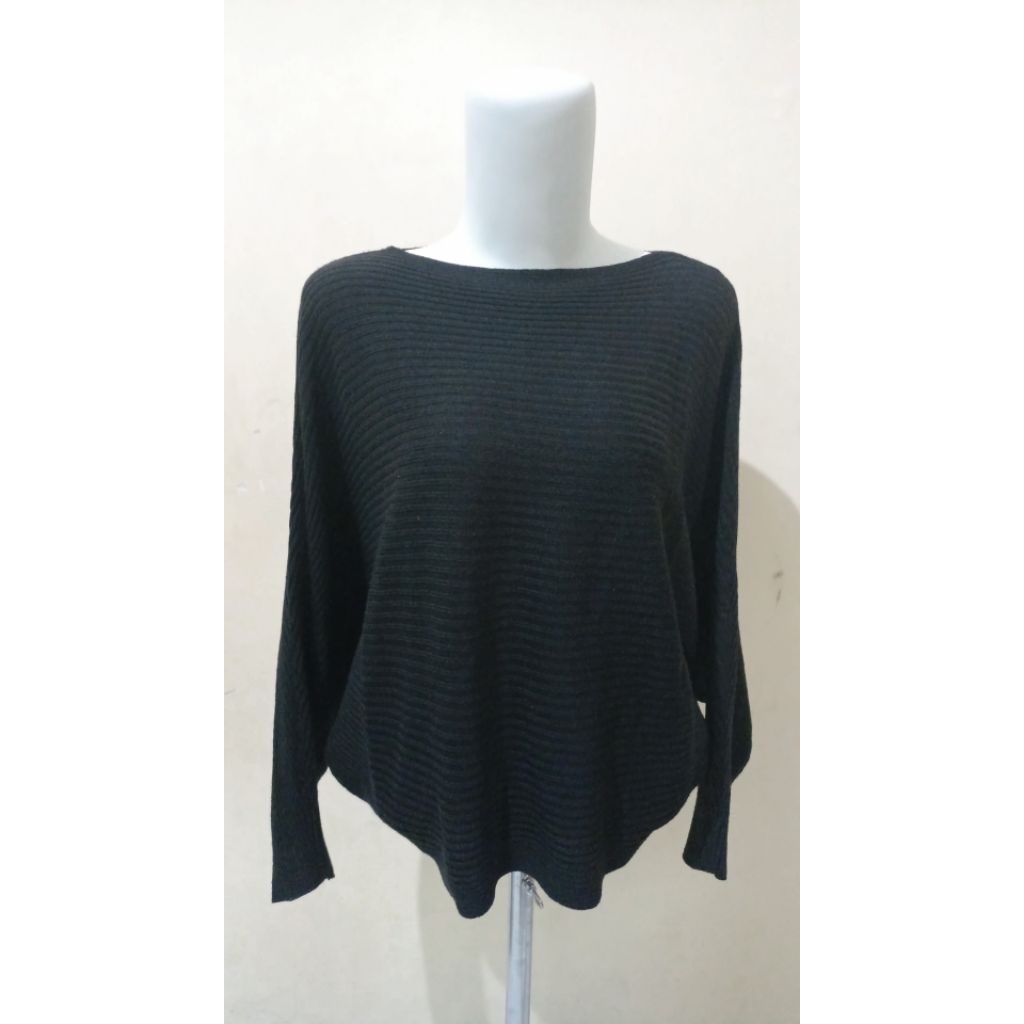 Cardigan Outer Sweater Jacket Rajut Batwing Warna Hitam Black Oversize Korean Style Premium