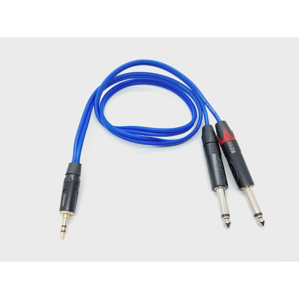 Kabel Audio 3.5mm Stereo Male ke 2 x 6.35mm Mono Male – Kualitas Premium Kabel mini stereo to 2 jack