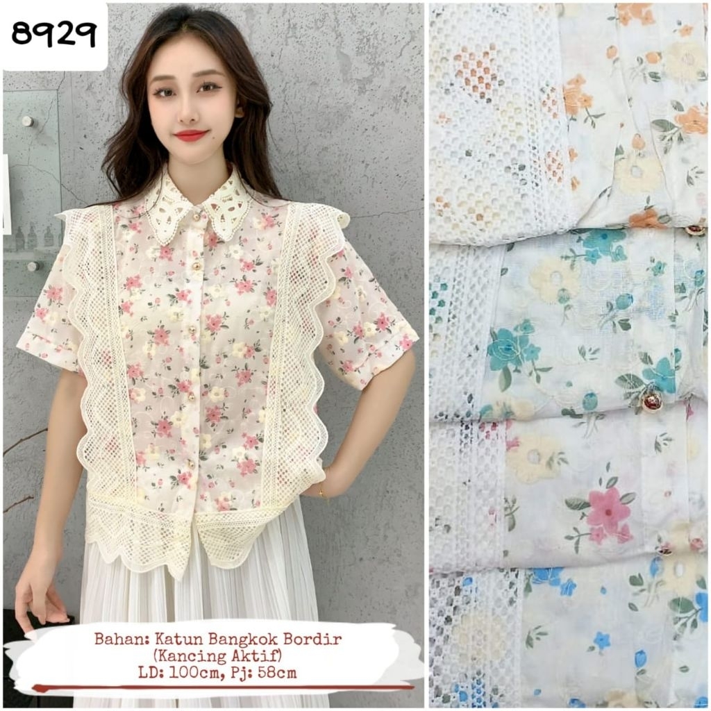 WAIKIKI Kemeja Korea/Blouse kemeja import/Blouse motif bunga