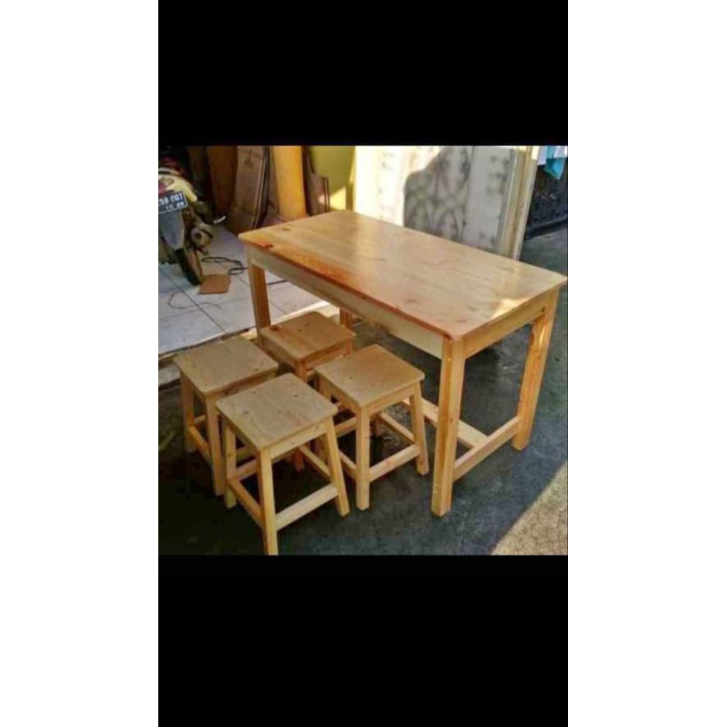meja makan jati Belanda set kursi 4