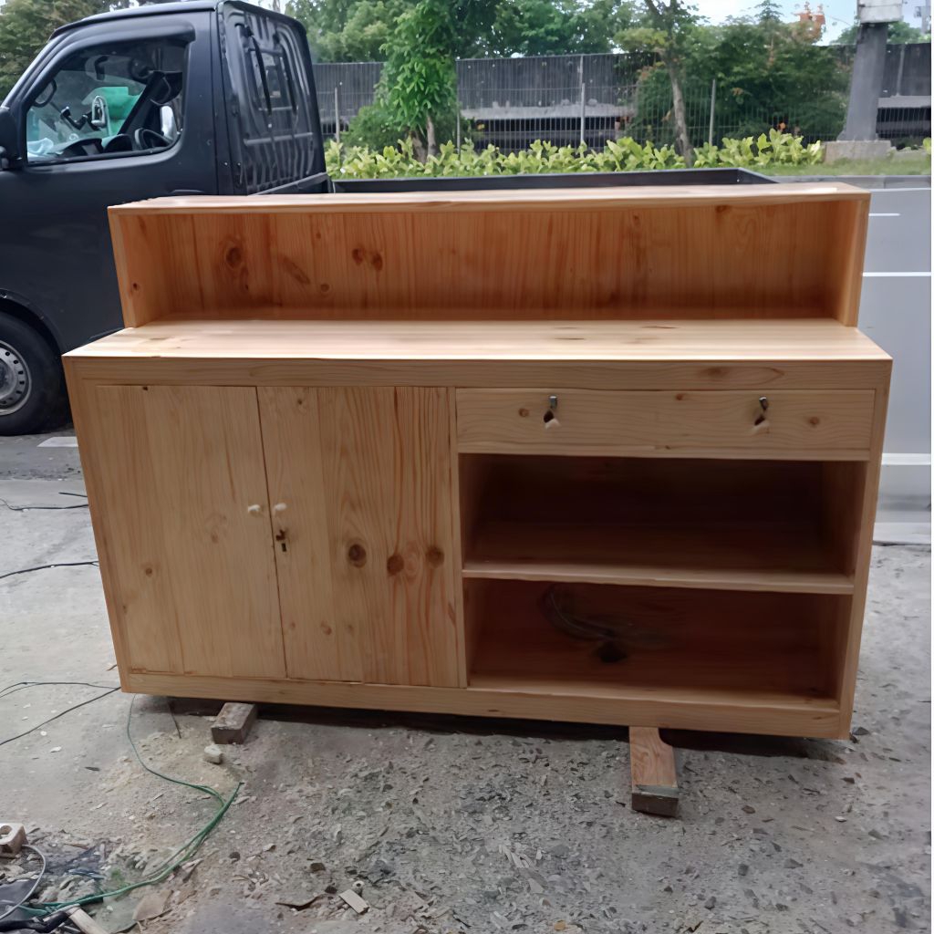 Meja kasir panjang 2meter | meja bar resepsionis