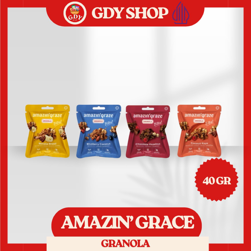 

Amazin'Graze 40 gr | Banana Bread Granola | Coconut Kaya | Blueberry Coconut |