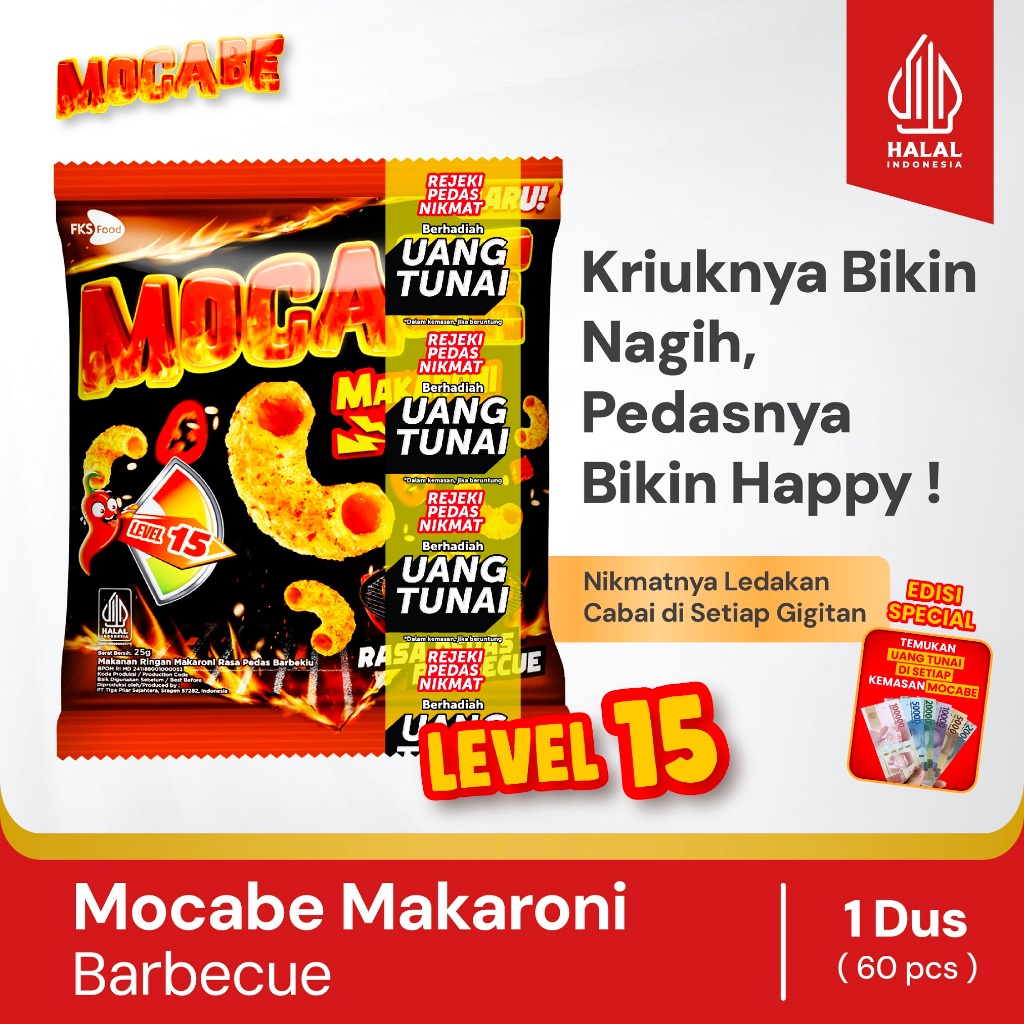 

Mocabe - Barbecue - Small Pack - 1 Karton (6 renceng) - 60 Pcs - 25gr (Free 12 Pcs)