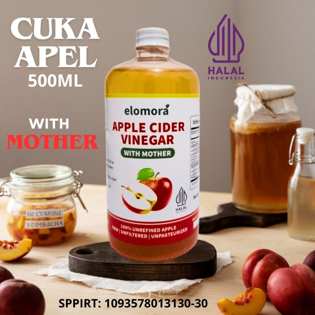 

Cuka Apel 500 ml elomora Apple Cider Vinegar With Mother 100% Alami