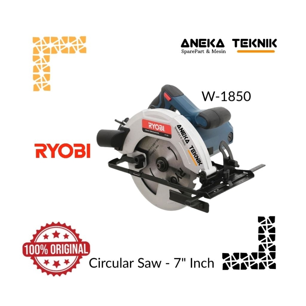 Aneka Teknik - Ryobi Circular Saw / Mesin Pemotong Kayu Listrik 7" Inch W-1850 Asli & Berkualitas