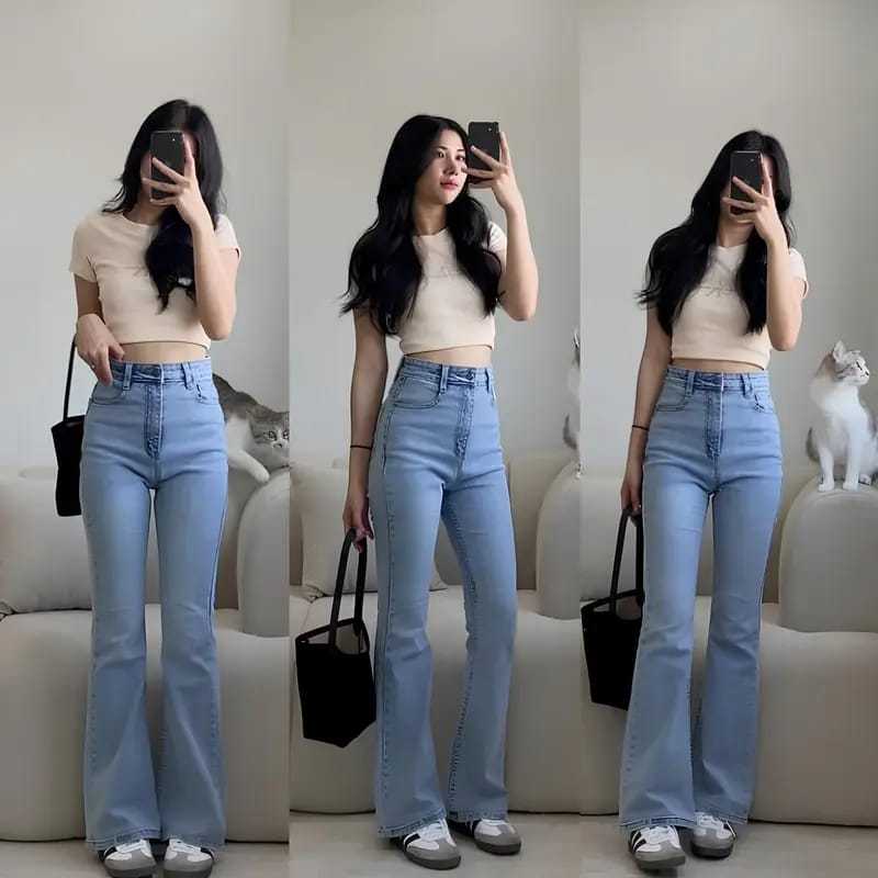 Celana Cutbray Highwaist Jeans Wanita panjang premium - Highwaist Jeans Cutbray Loose - Celana Cutbr