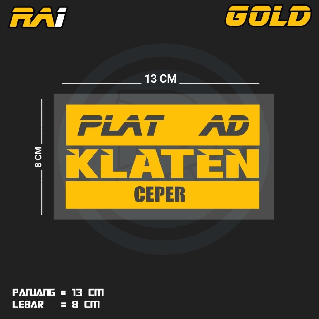 STIKER CUTTING TULISAN PLAT AD KLATEN CEPER | RA1 KEC