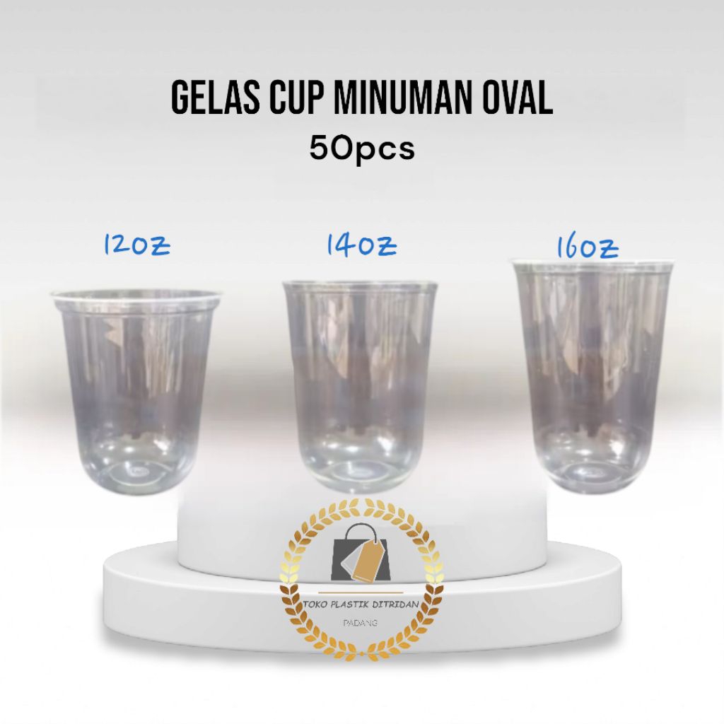 Cup Gelas Minuman Oval 12oz 14oz 16oz
