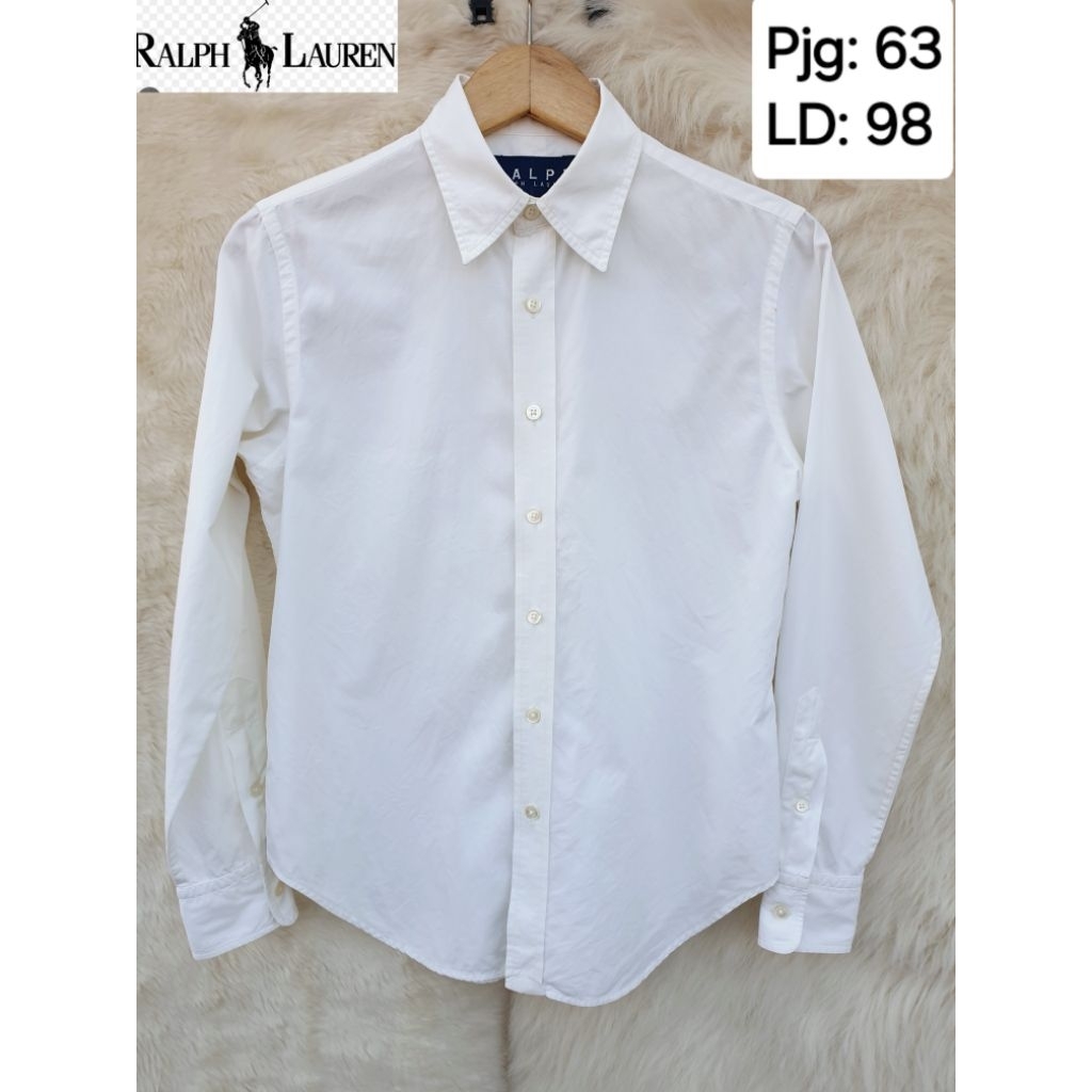 R4L** L4UR3*T Baju Atasan Kemeja Putih Lengan Panjang Wanita