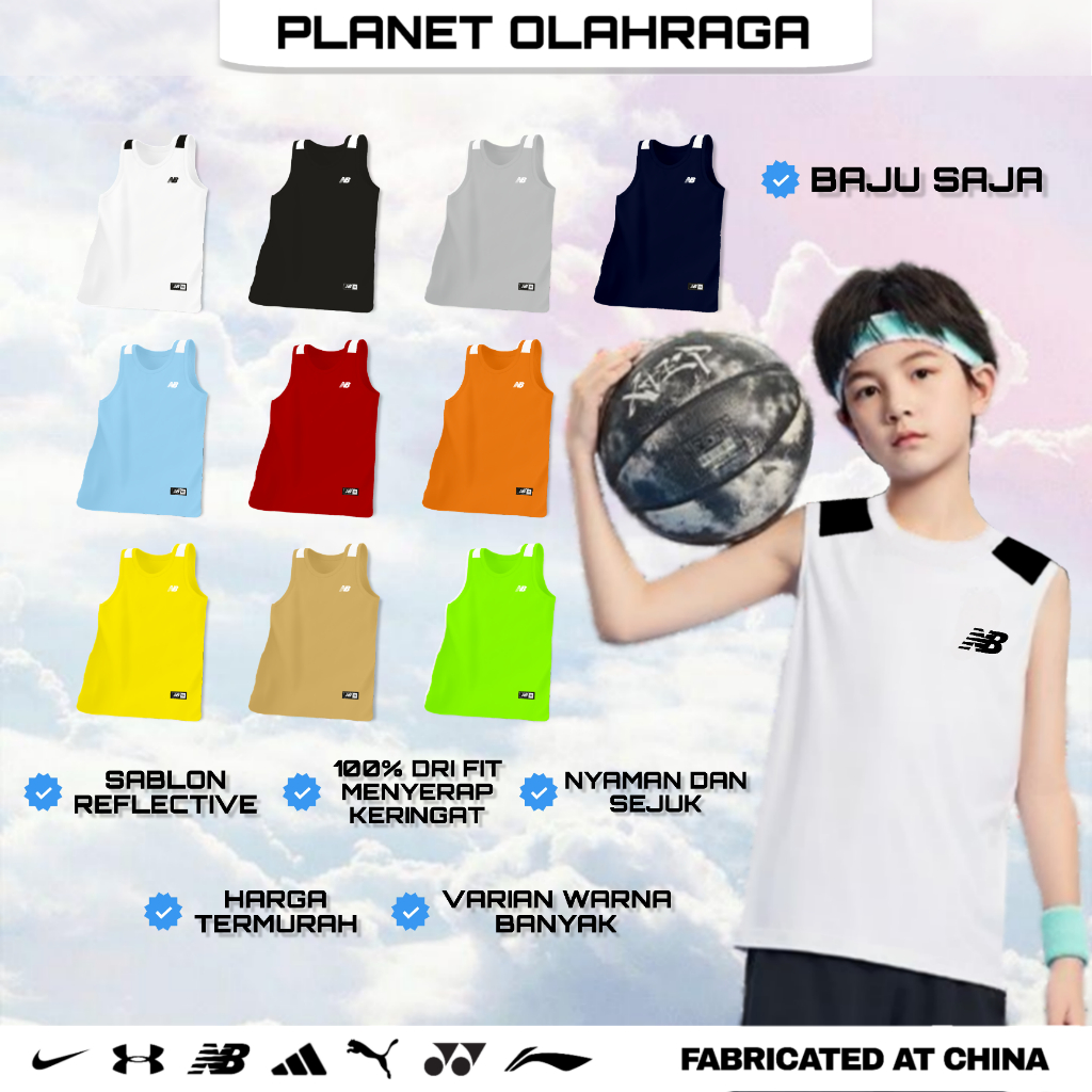 (2-12 Tahun) SINGLET OLAHRAGA ANAK / ATASAN KUTANG ANAK IMPORT / BAJU BASKET ANAK / ATASAN VOLI ANAK