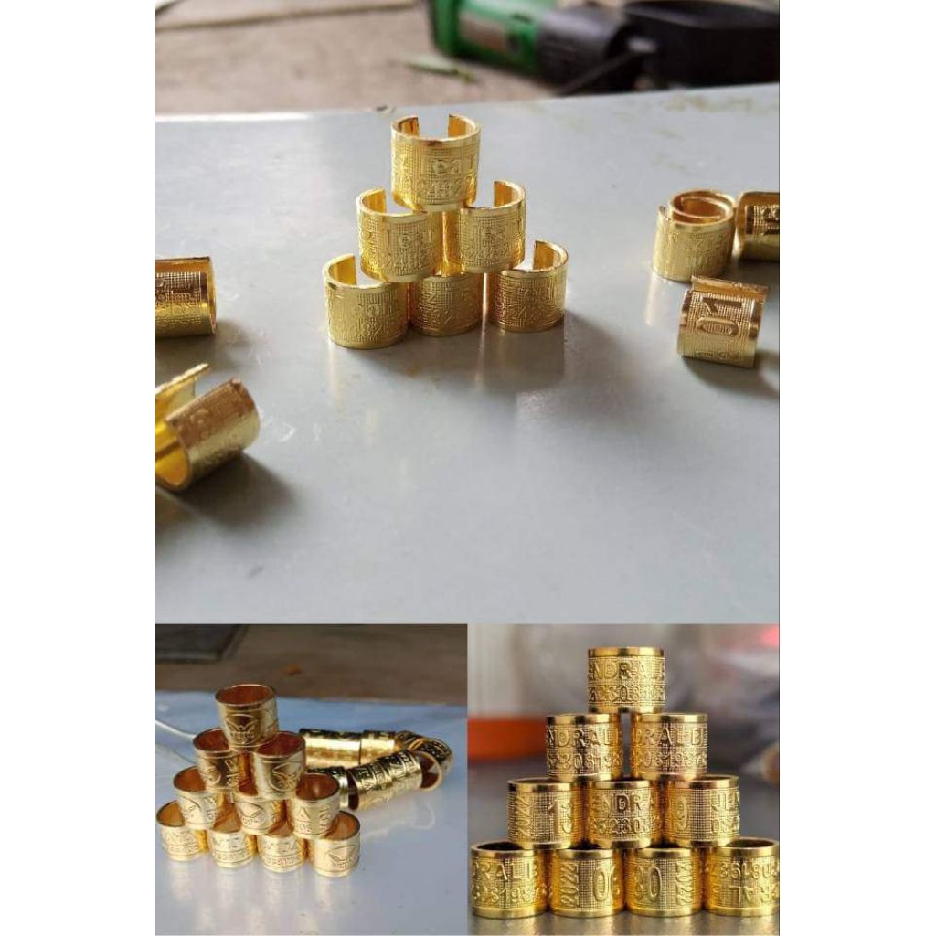 RING BURUNG | 44 UKIR BELAH Kuningan | CUSTOM CETAK NAMA | MERPATI | PERKUTUT | MURAI