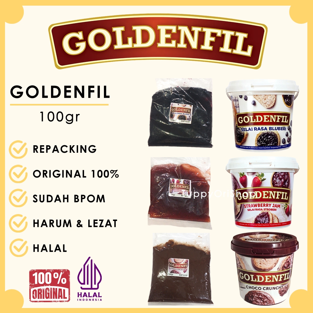 

GOLDENFIL Selain Premium 100gr Original | Selai untuk Roti, Donat dan aneka Makanan