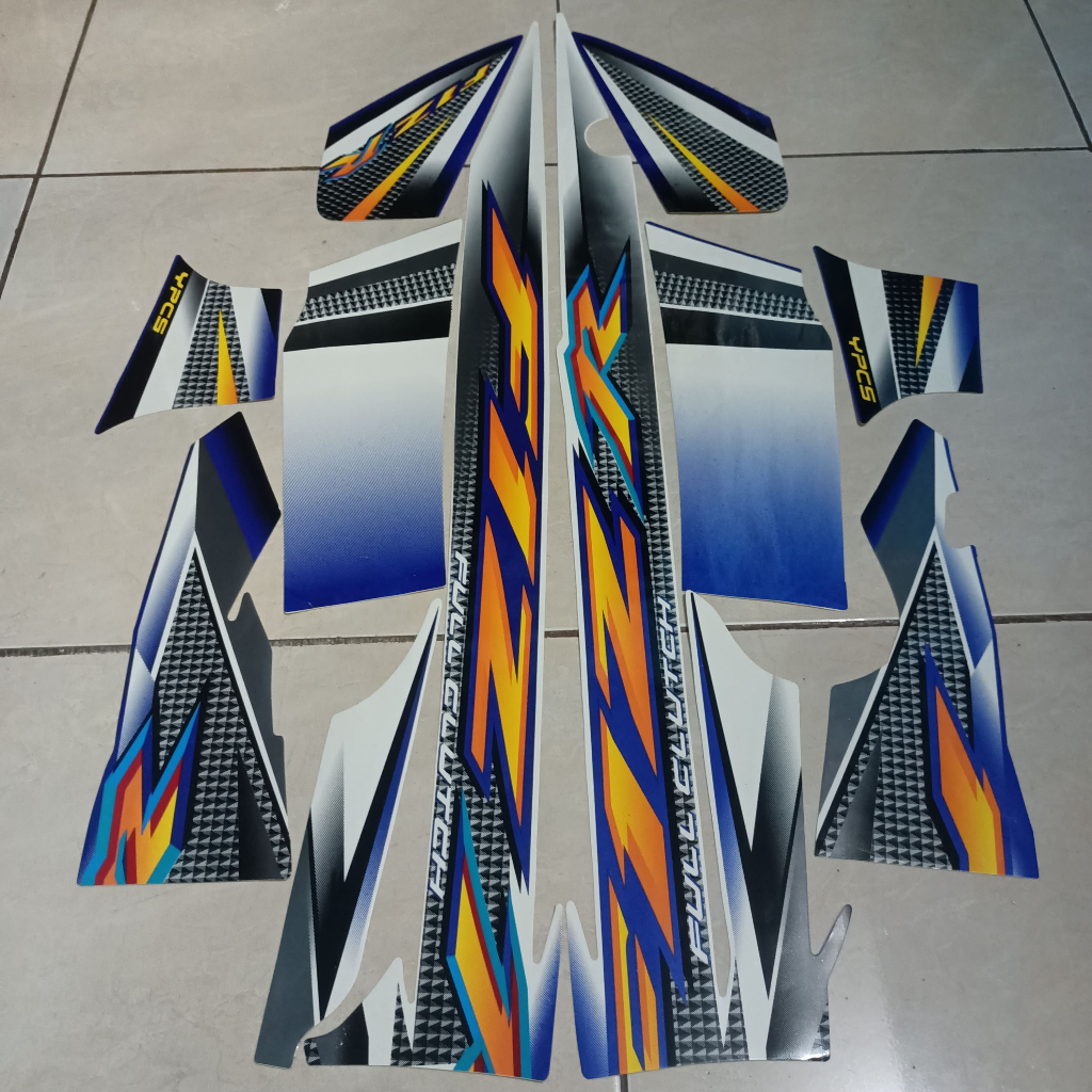 stiker striping yamaha fizr f1zr 2004 biru putih lis body standar berkualitas original