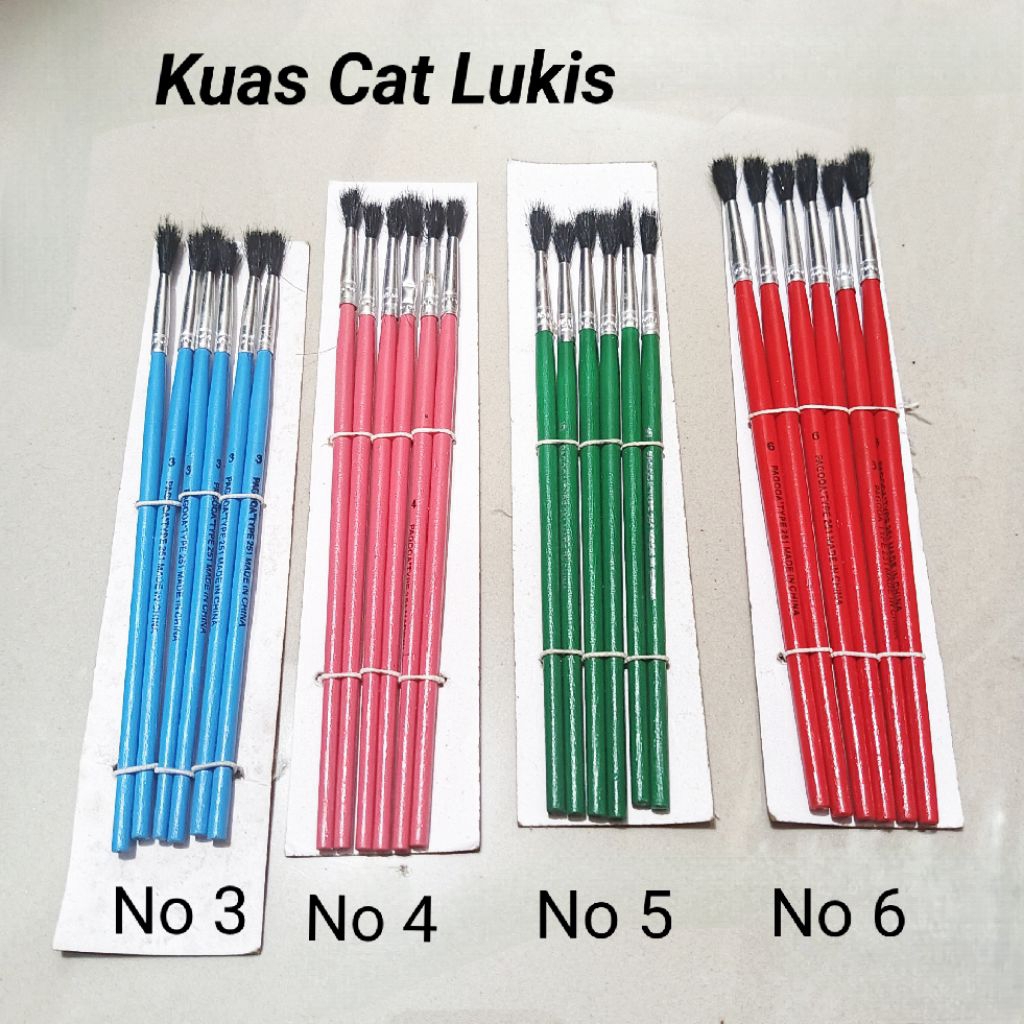 

1 Lembar Kuas Cat Lukis Isi 6 Pcs ( 4 Pilihan Ukuran )