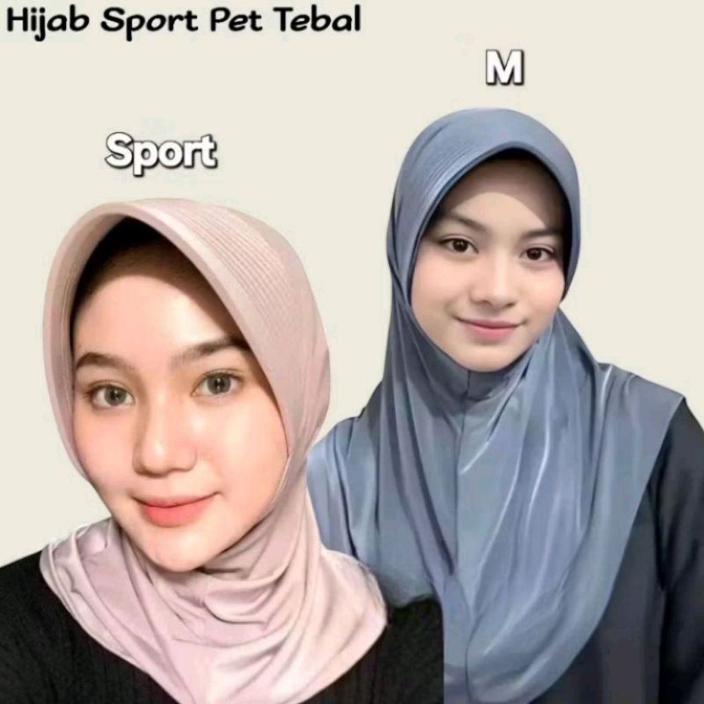 Jilbab sport pet tebal / bergo sport pet tebal / jilbab instan / hijab bergo pet tebal