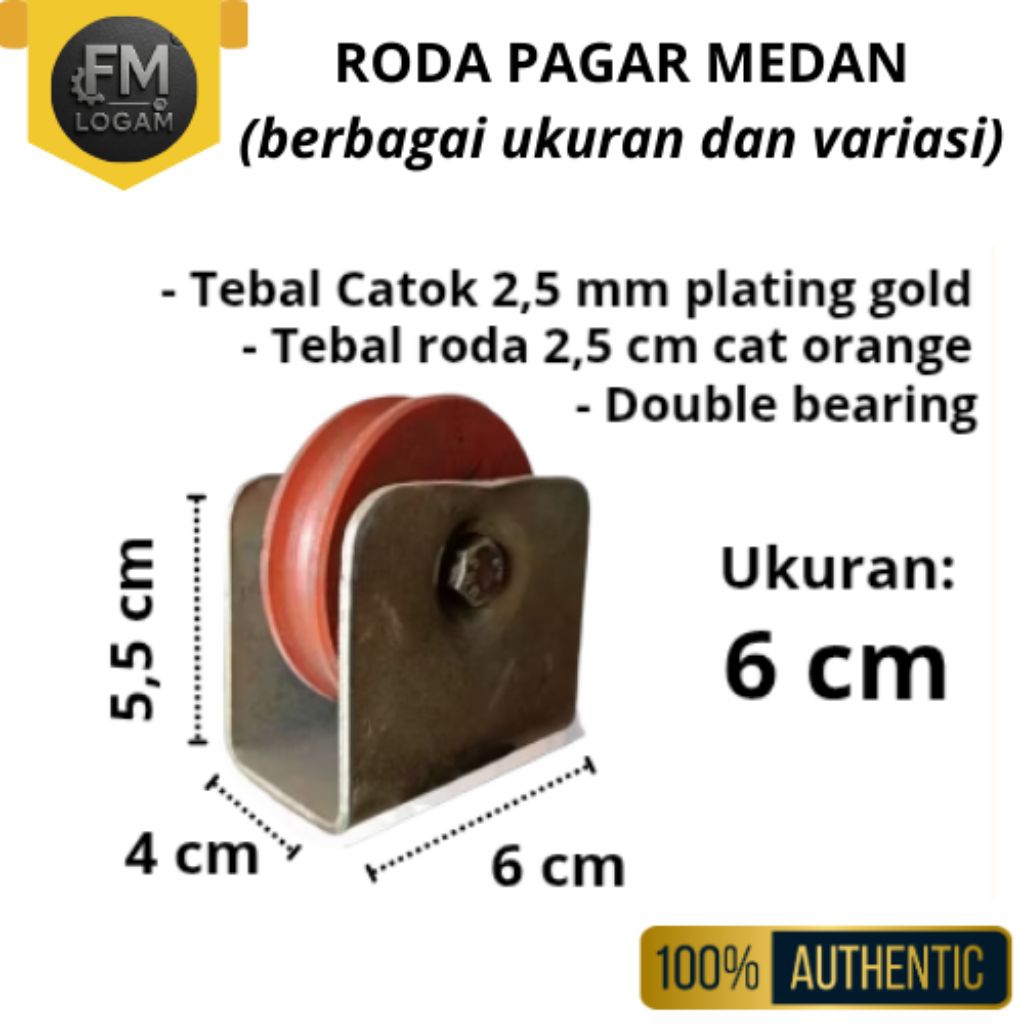 Roda Pagar Medan Besi Cor Ukuran 6cm