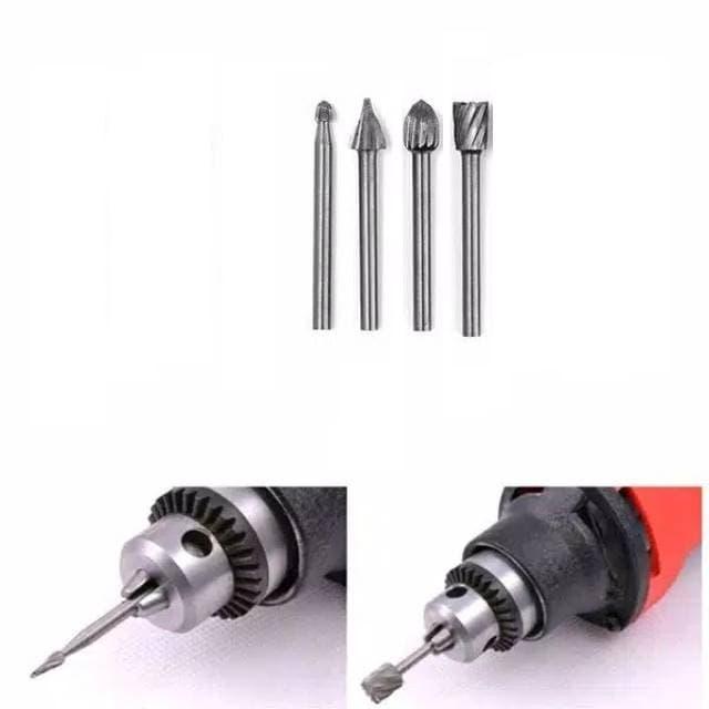 Mata Bor Tuner Gravir Ukir Mini Grinder Dremel Set 4pc / Mata Bor Ukir Kayu Mollar Mini