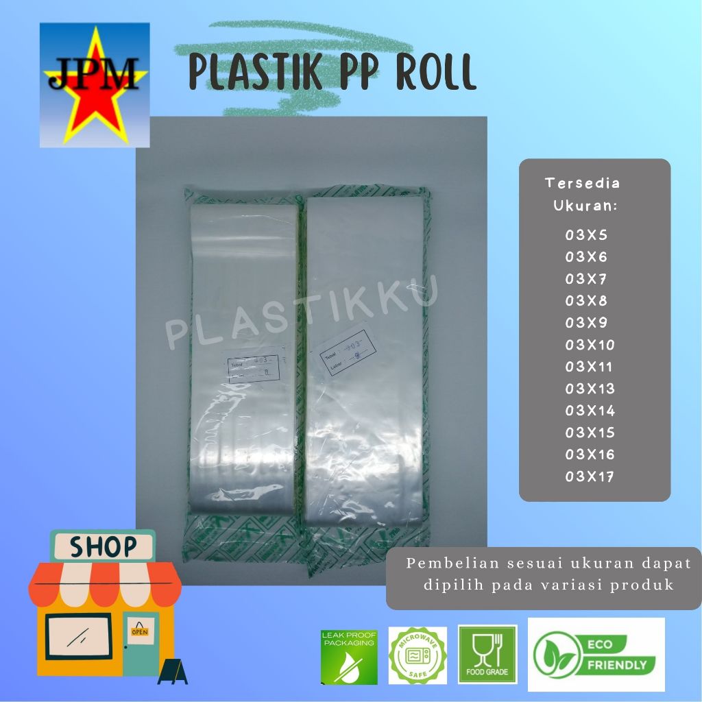 Plastik PP Roll Tebal 0,3 / PP Rol Bening Lebar 5, 6, 7, 8, 9, 10, 11, 12, 13, 14, 15, 16, 17,  cm /