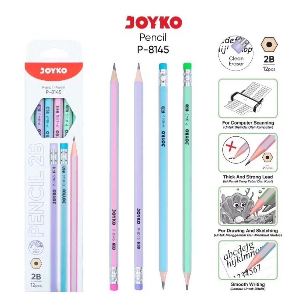 

( 1 PACK ) Pencil Pensil Joyko P-8145 2B