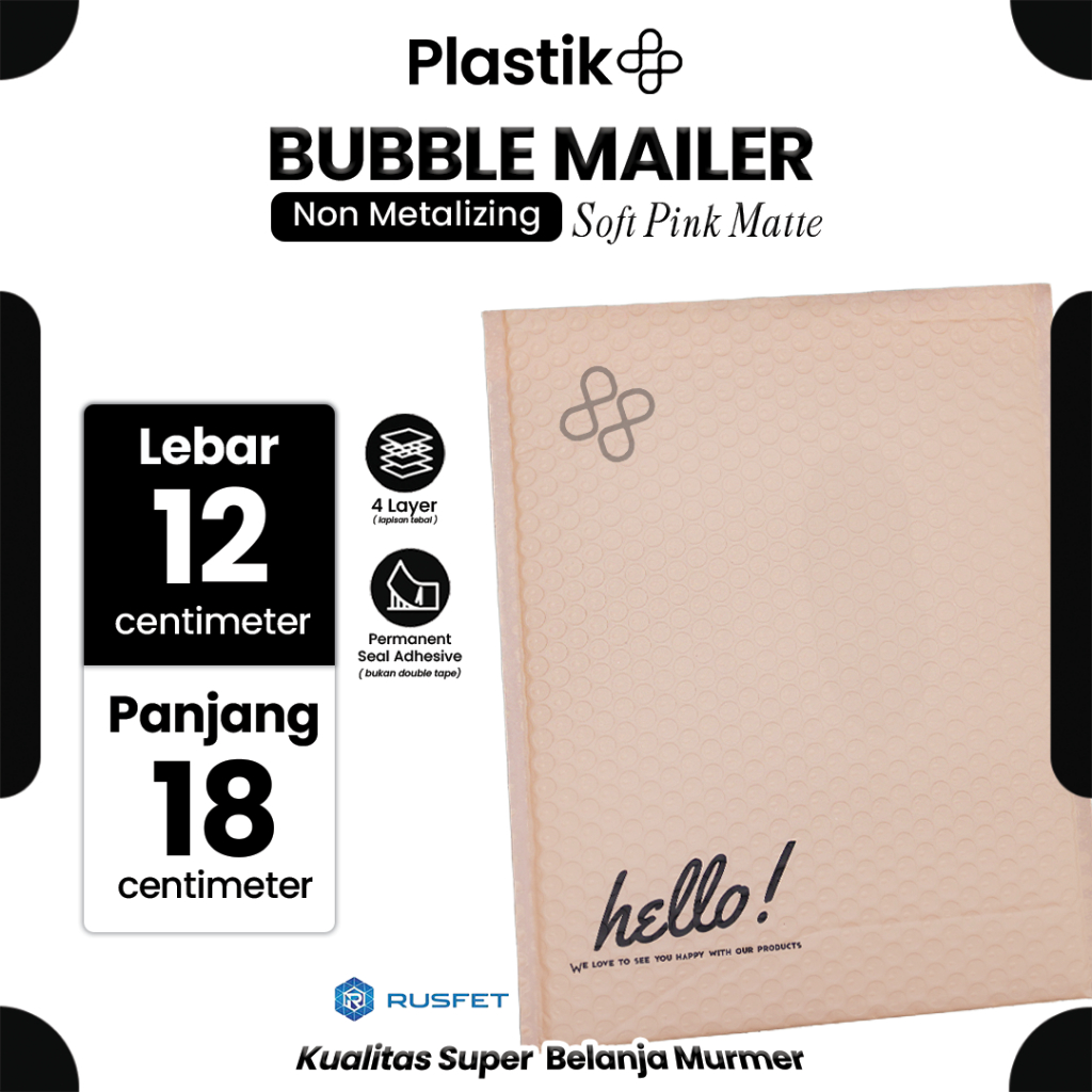

Amplop Security Bubble Mailer Soft Pink 12cm x 18cm Premium Solid Color Merek Rusfet Harga Satuan
