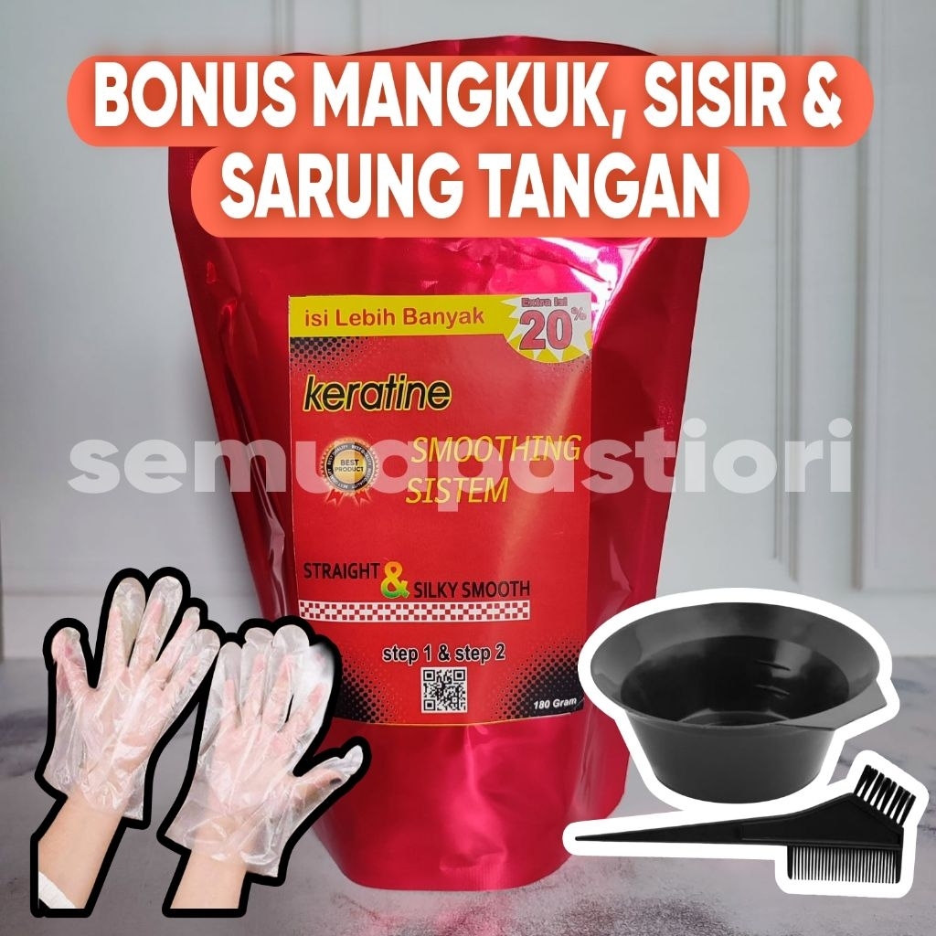 Obat Pelurus Rambut Permanen Keratine Smoothing Sistem Pelembut Step 1 & Step 2 Pria Wanita Pelurus 