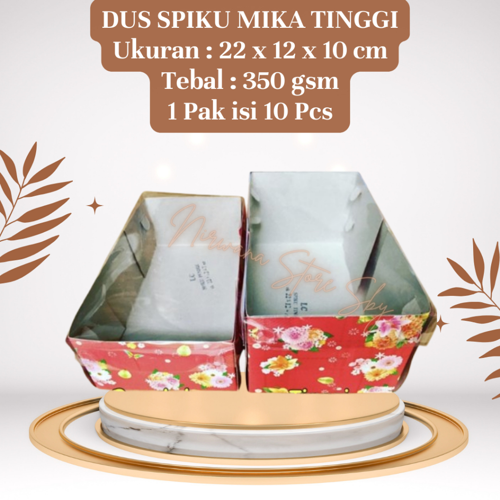 (10 Pcs) Dus Spiku Mika Motif Tinggi / 22x12x10 / Dus Kue Jendela