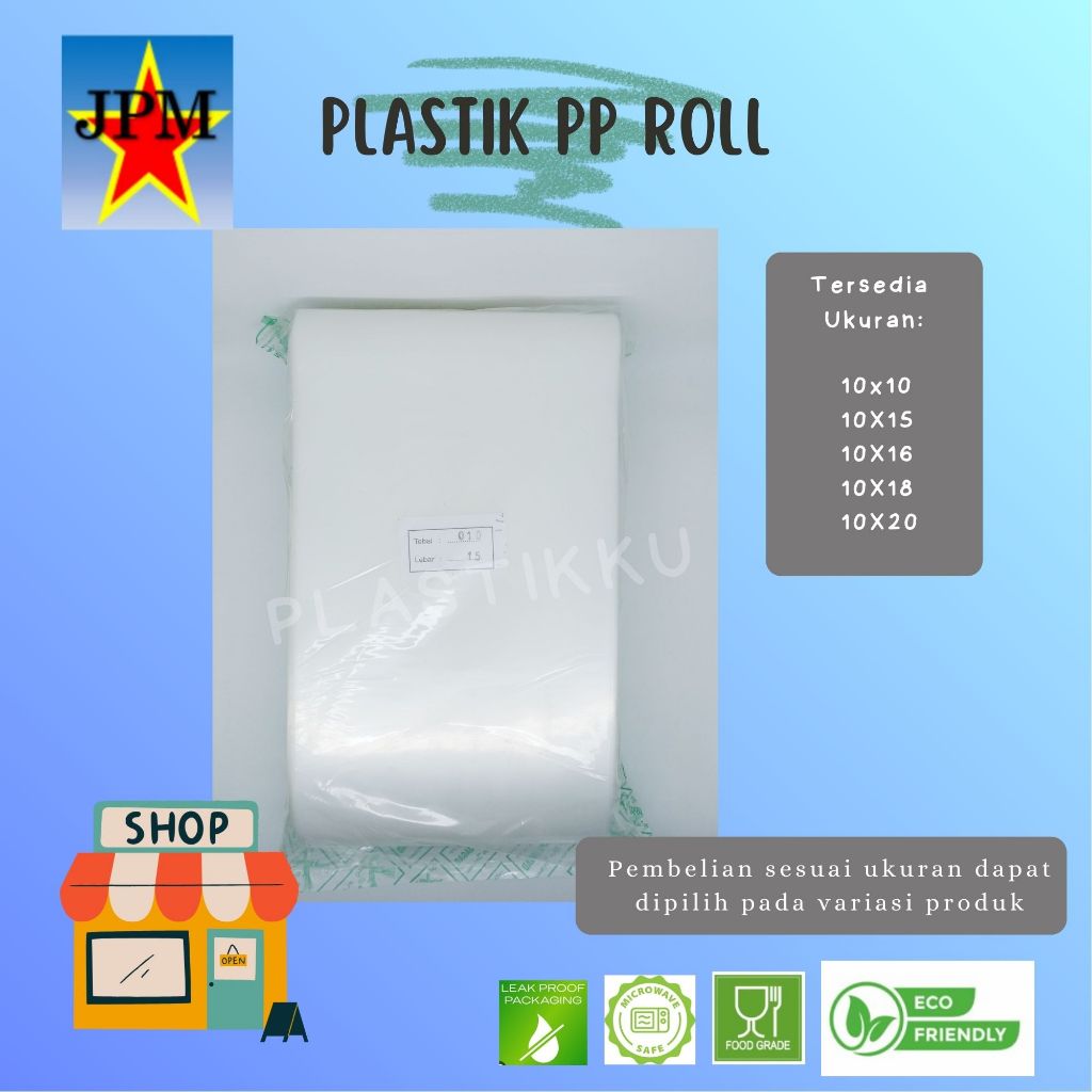 Plastik PP Roll Tebal 1,0 / PP Rol Bening Lebar 10, 15, 16, 18, 20 cm / Plastik Rol Bening / Plastik