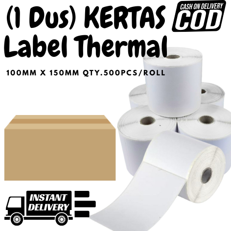 

(24 ROLL) KERTAS LABEL THERMAL PRINTER 100mm x 150mm Isi 500pcs/Roll