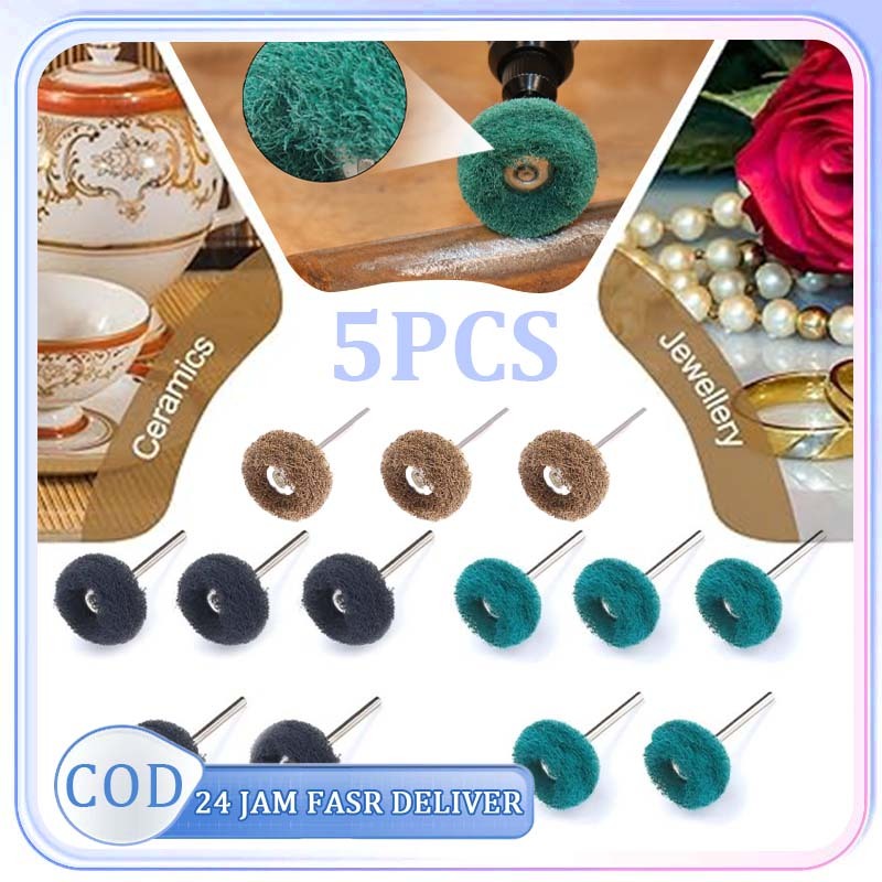 5pcs Mata Bor Kain Poles Mini Mata Bor Poles Mesin Mata Sikat Poles Bor Mata Bor Kain Poles