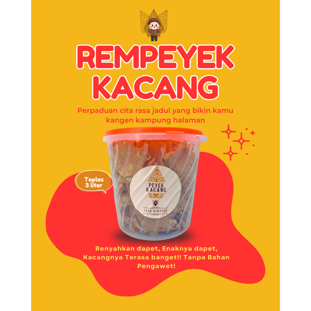 

Peyek Kacang Toples 3ltr Lauk Keraton - Renyah Gurih Tanpa Pengawet