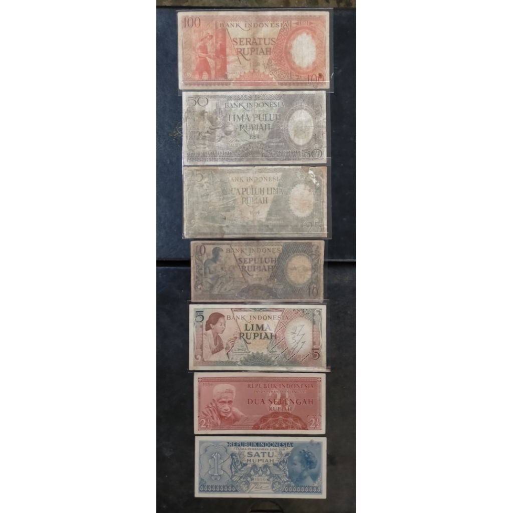 paket 7 lembar uang seri pekerja 1 rupiah sampai 100 rupiah pekerja