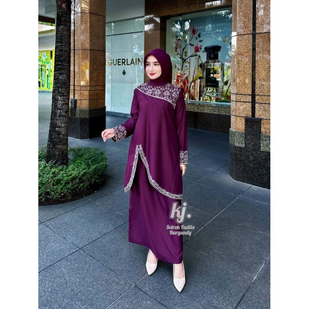 NEW✓✓SET ROK FADILA BORDIR PREMIUM//SETELAN ROK KURUNG MELAYU ROK PINGGANG KARET APLIKASI PAYET