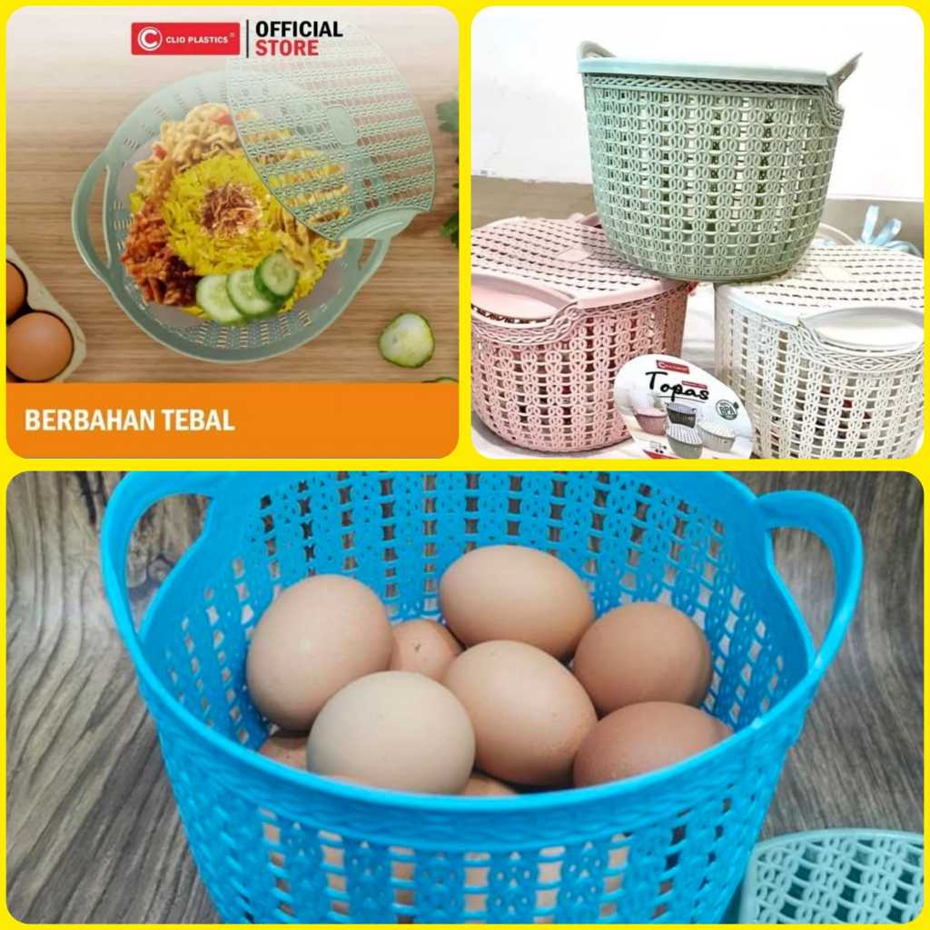 Keranjang Topas / Tutup Keranjang Souvenir Serbaguna Rotan Tutup Plastik