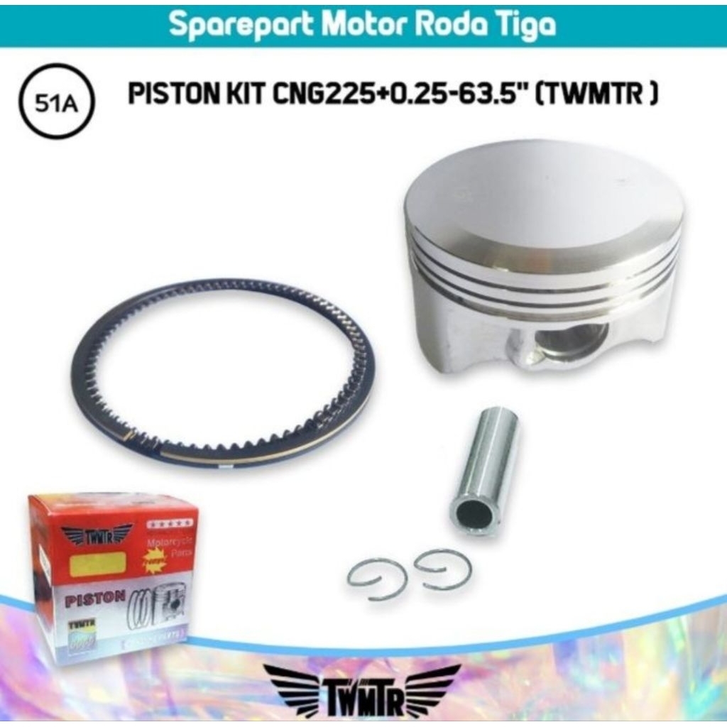 Piston kit CNG225+0.25-63.5" (51A) Sparepart Roda Tiga