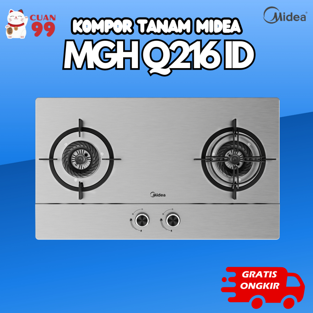 Midea Kompor Tanam 2 Tungku MGH-Q216-ID Built In Gas Hob Kompor GasTanam Stainless Steel