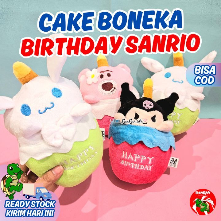 Boneka Cake Ulang tahun Happy Birthday LED tanpa Suara Kado Hadiah Anak Perempuan dan Laki-laki/ Bon