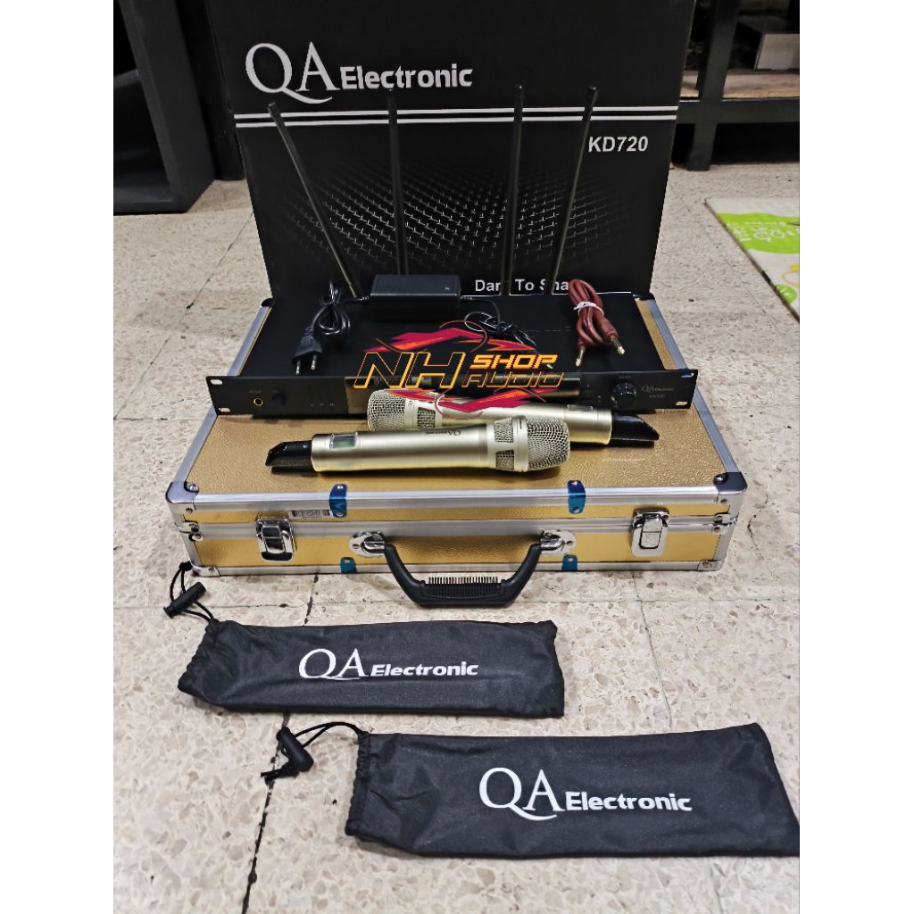 Mic Wireless QA ELECTRONIC KD720  KD 720 Warna Cream / champagne Jarak Jauh Suara Detail Mic Wireles