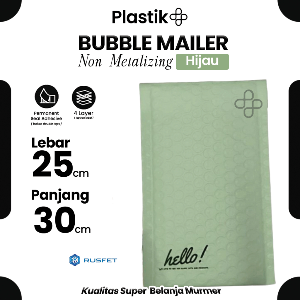 

Bubble Mailer Hijau 25 x 30 cm Amplop Envelope / Security Bag Mailer - Rusfet Harga Ecer Satuan