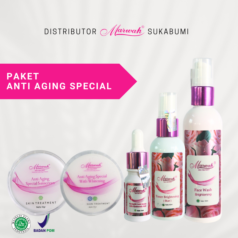 Paket Marwah Anti Aging Spesial | Krim Anti Penuaan | Samarkan Garis Halus & Flek Tebal