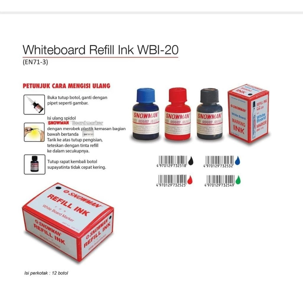

Refill Ink / Isi Tinta Whiteboard Snowman WBI-20