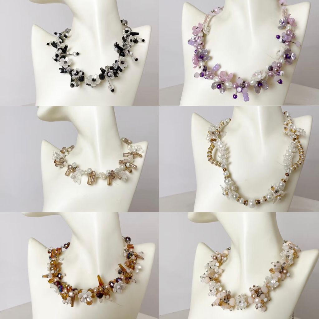 Kalung Hijab Panjang Bunga Kristal Necklace Premium Aksesoris Beads