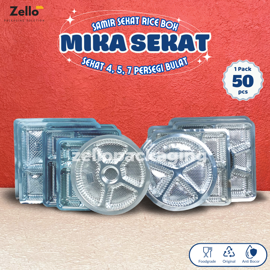 [50 PCS] Mika Sekat Lauk Plastik Tray Pemisah Lauk  4 5 7 Untuk Box Nasi Catering Mika Bulat Ceting