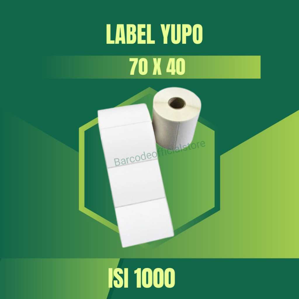 

STIKER YUPO 70 X 40 - 1 LINE ISI 1000 / LABEL YUPO 70X40 isi 1000