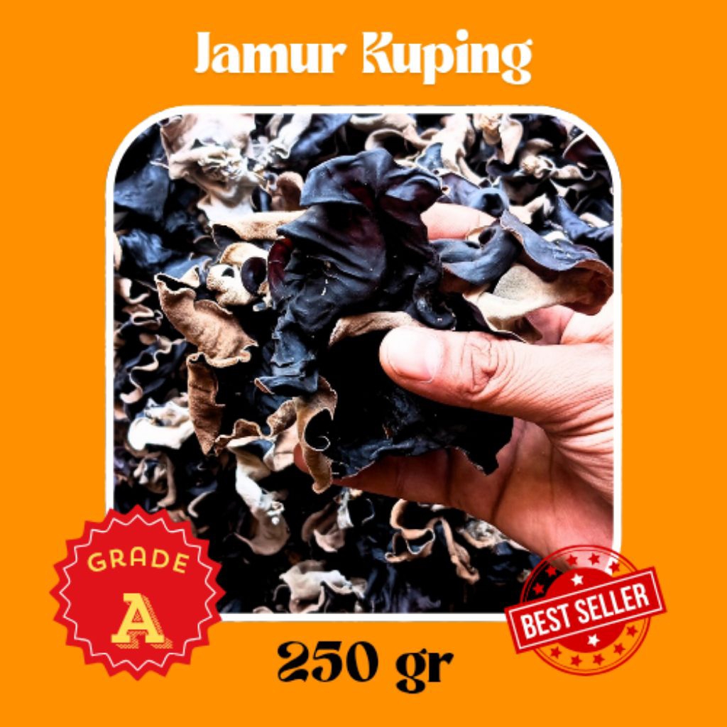 

Jamur Kuping Kering Kemasan 250gr | Jamur Kuping Kerin Grade A Super
