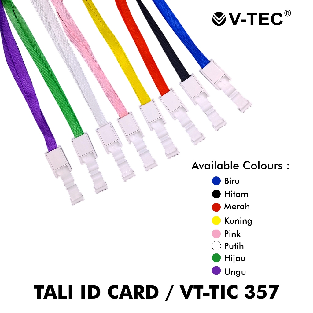 

V-TEC TALI GANTUNGAN ID CARD VT-TIC 357 | Lanyard ID Card dengan Kait Jepit – Banyak Pilihan Warna