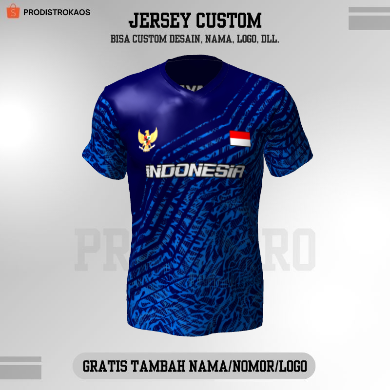 Kaos Jersey Futsal Biru Motif Abstrak 109 - Jersey Olahraga Full Printing