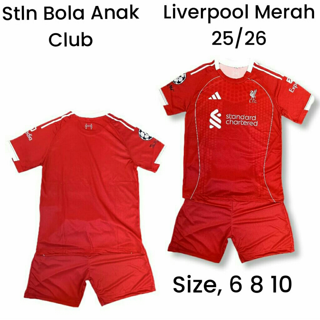 stelan bola anak liverpool M. Salah umur 5- 10 thn / Jersey bola anak / Koas bola anak liverpool mus