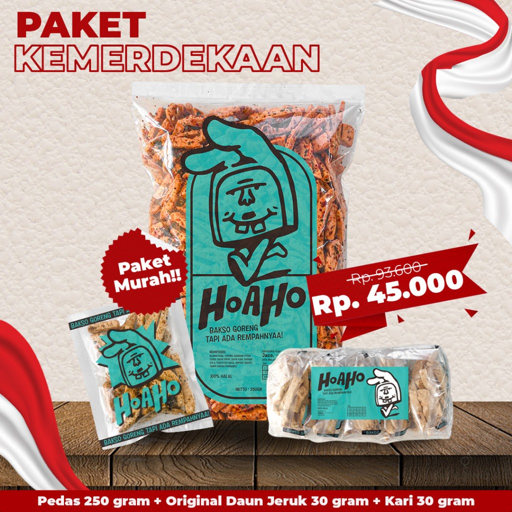 

HOAHO Basreng Bundling Promo Kemerdekaan - Pedas 250g + Original 30g + Kari 30g