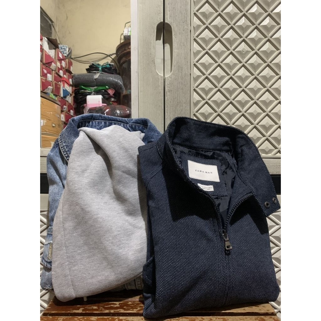 ORIGINAL DENIM JEANS RIPPED ZARA JACKET BOMBER ZIPPER HOODIE TEXTURED