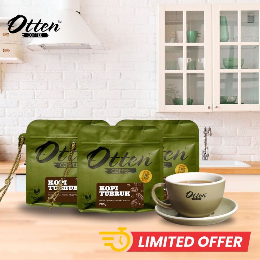 

Paket 3 Bungkus Otten Kopi Tubruk Blend Legendaris - Kopi Bubuk Hitam Harum Premium Original Tanpa Gula 200gr + Cup and Saucer Cappuccino 180ml